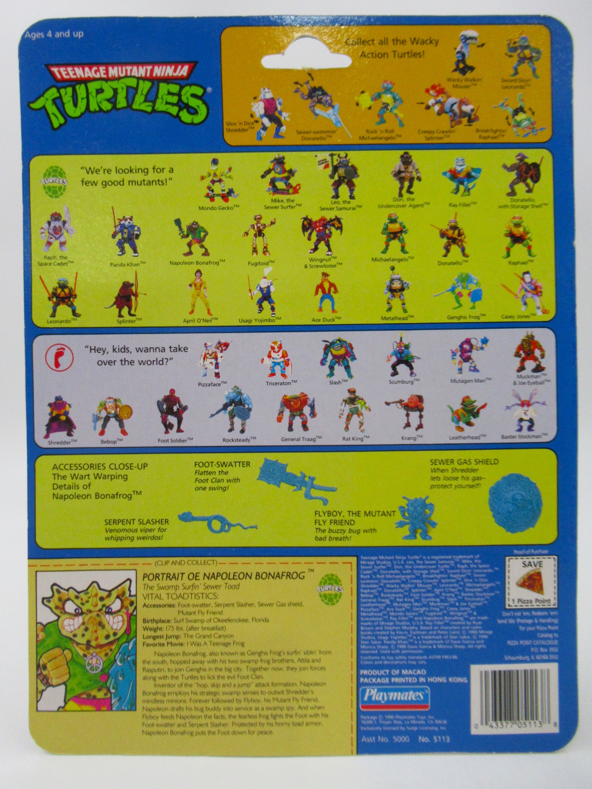 Teenage Mutant Ninja Turtles Napoleon Bonafrog 4.5" Figure TMNTs - Playmates (1990)